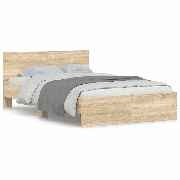 vidaXL Bedframe met hoofdeinde sonoma eikenkleurig 120x190 cm