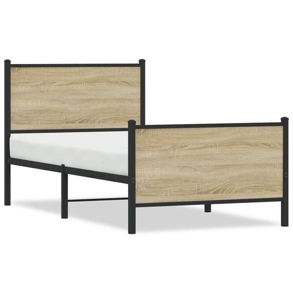 vidaXL Bedframe zonder matras metaal sonoma eikenkleurig 75x190 cm