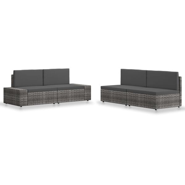 vidaXL 4-delige Loungeset poly rattan grijs
