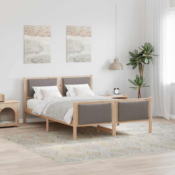 vidaXL Bedframe met hoofdeinde Taupe 135 x 190 cm Stof