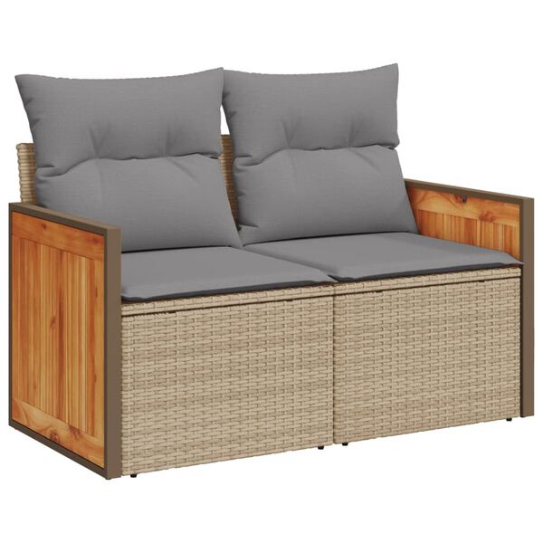 vidaXL 12-delige Loungeset met kussens poly rattan beige