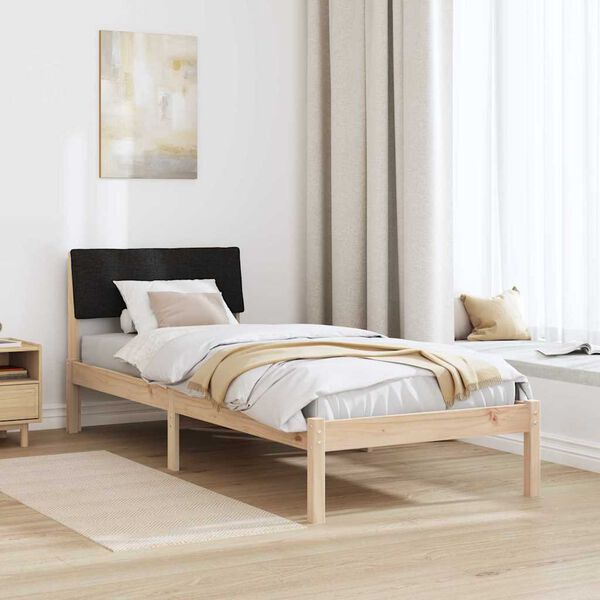 vidaXL Bedframe Bruin en zwart 75 x 190 cm Massief grenenhout