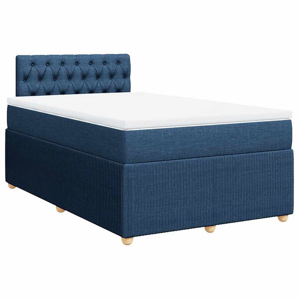 vidaXL Boxspring met matras stof blauw 120x190 cm