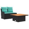 vidaXL Tuin Armsteun Sofa met Opklaptafel 2 Stuk Zwart en Turquoise
