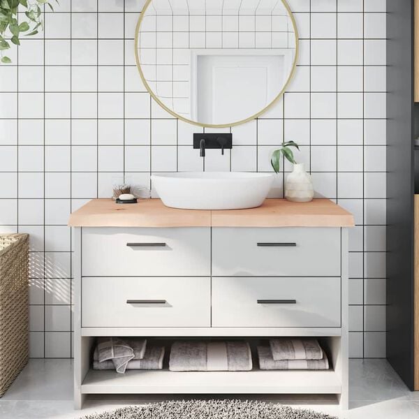 vidaXL Wastafelblad 120x50x(2-6) cm onbehandeld massief hout