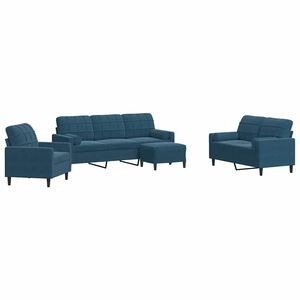 vidaXL 4-delige Loungeset met kussens en bolsters fluweel blauw