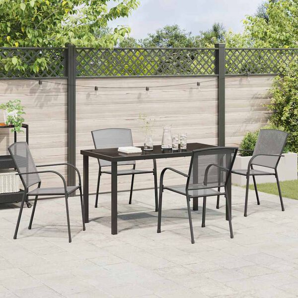 vidaXL Tuin eettafelset 5 pcs Antraciet Gepoedercoat staal