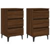vidaXL Nachtkastjes 2 st met metalen poten 40x35x69 cm bruineikenkleur
