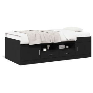 vidaXL Slaapbank met lades zonder matras 100x200 cm zwart