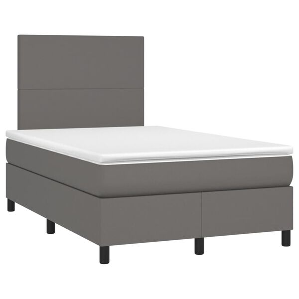 vidaXL Boxspring met matras en LED kunstleer grijs 120x190 cm