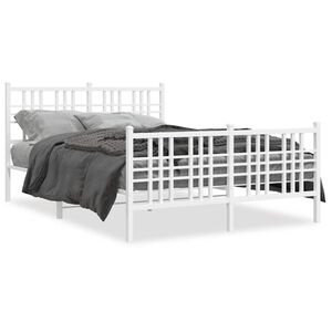 vidaXL Bedframe met hoofd- en voeteneinde metaal wit 120 x 190 cm