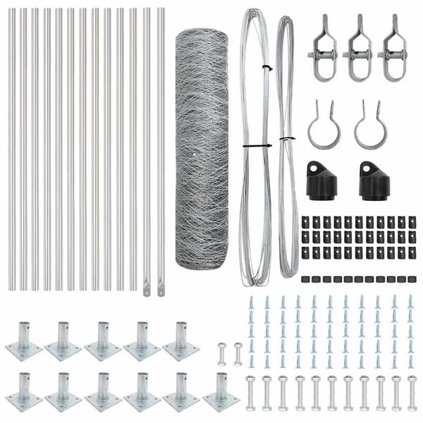 vidaXL Afrasteringspaal Zilver 25 x 0,6 m (36 mm gaas) Staal