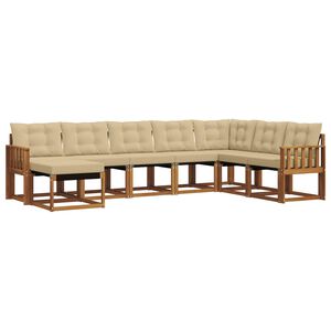 vidaXL Buiten bankenset met kussen 8 pcs Natuurlijk en Beige