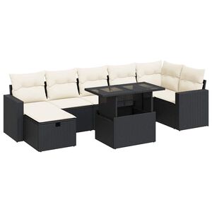 vidaXL 8-delige Loungeset met kussens poly rattan zwart