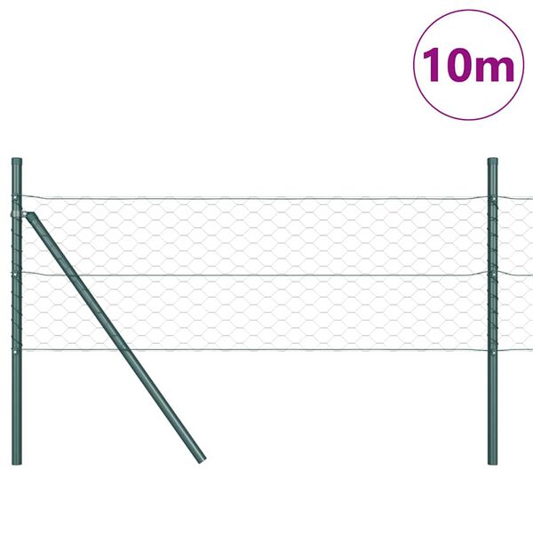 vidaXL Afrasteringspaal Groen 10 x 0,8 m (50 mm gaas) Staal en PVC