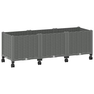 vidaXL Tuinschaal met wielen Lichtgrijs 120 x 40 x 48 cm PP