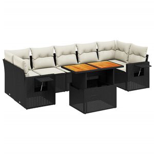 vidaXL 8-delige Loungeset met kussens poly rattan zwart