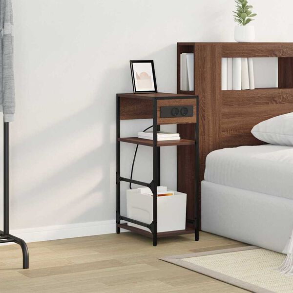 vidaXL Nachtkastje Bruin Eiken 40 x 27 x 76 cm Bewerkt hout