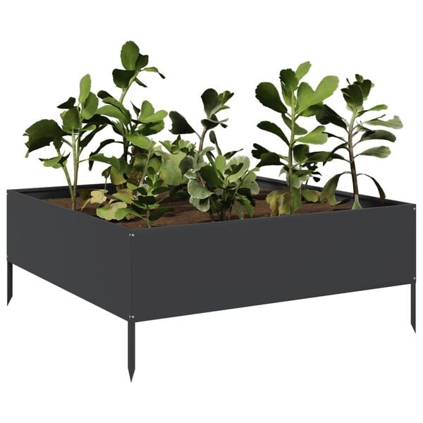 vidaXL Plantenbak verhoogd 100x100x25 cm staal zwart