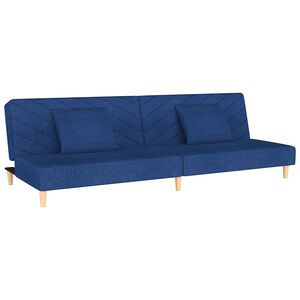 vidaXL Slaapbank 2-zits met 2 kussens stof blauw