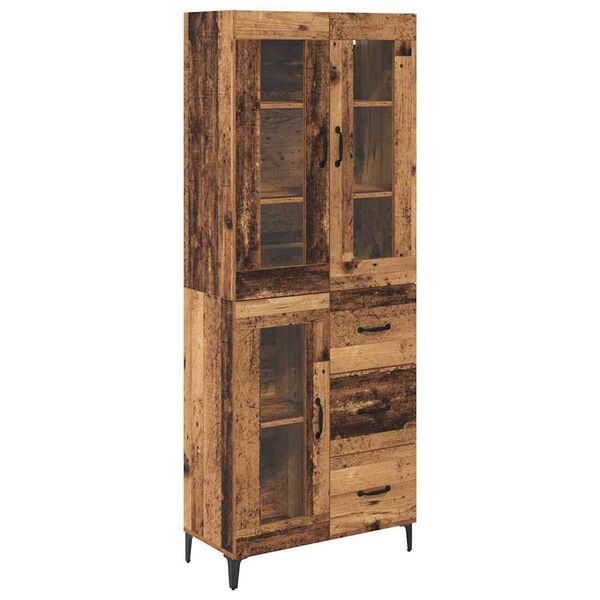 vidaXL Highboard met lade Oud Hout 69,5 x 34 x 180 cm Bewerkt hout