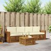vidaXL Sofa-Sets 5 pcs Natuurlijk en Cr&egrave;me Massief Acaciahout