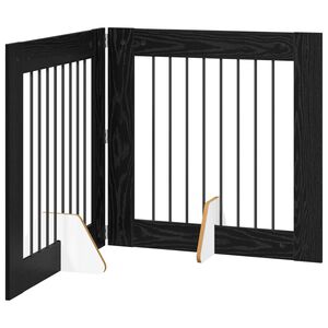 vidaXL Opvouwbaar hondenhek met standaards 2 pcs Zwart eiken 160,5 cm