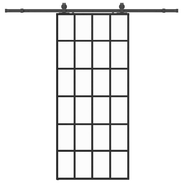 vidaXL Schuifdeur met beslagset 90x205 cm ESG glas zwart