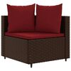 vidaXL 3-delige Loungeset met kussens poly rattan bruin