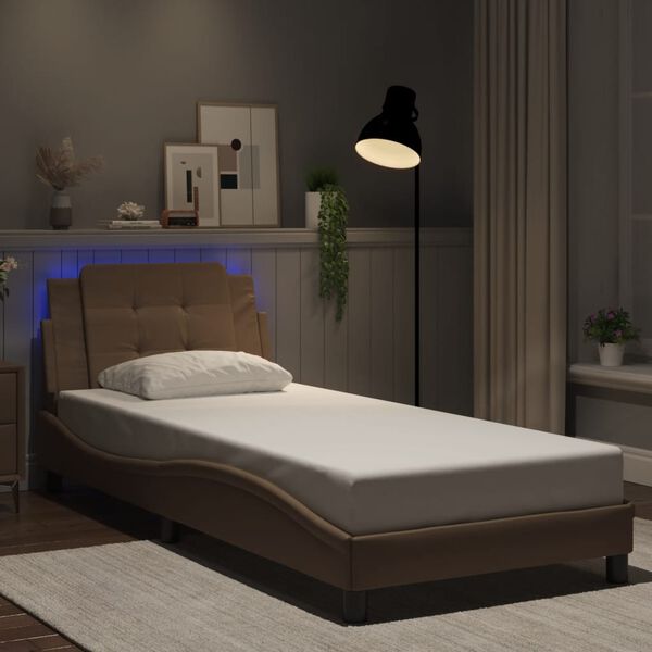vidaXL Bedframe met LED zonder matras "Zadar" cappuccino 80x200 cm