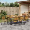 vidaXL Tuin eettafelset 9 pcs Zwart en Bruin poly rattan