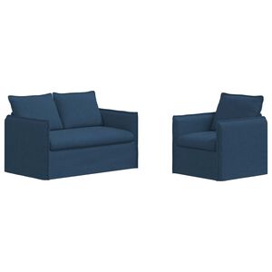 vidaXL Bankstel 2 pcs Blauw 196 x 82 x 85 cm Stof