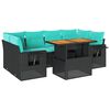 vidaXL 7-delige Loungeset met kussens poly rattan zwart