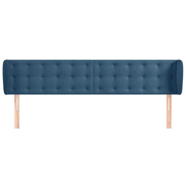 vidaXL Hoofdbord met randen 203x23x78/88 cm fluweel donkerblauw
