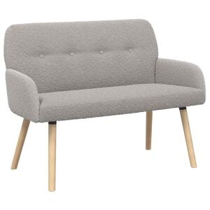 vidaXL 2-zitsbank met massief houten poten Lichtgrijs Boucl&eacute;
