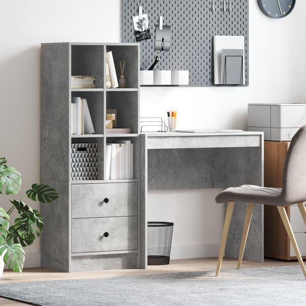 vidaXL Bureau met lade 2 pcs Beton Grijs