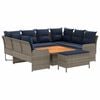 vidaXL Meubelsets 7 st Grijs en Marineblauw PE Rattan