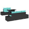 vidaXL Bankstel 6 st 5-Aantal zitplaatsen Zwart en Blauw poly rattan