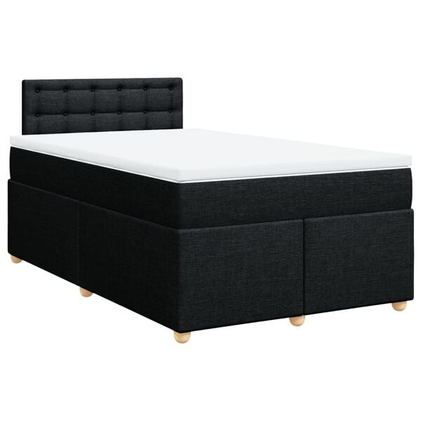 vidaXL Boxspring met matras stof zwart 120x190 cm