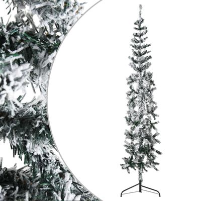 vidaXL Kunstkerstboom half met sneeuw smal 180 cm