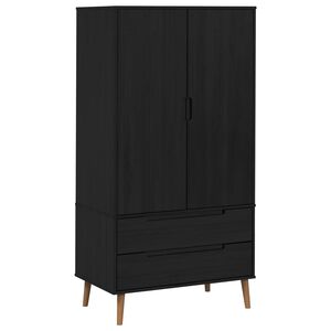 vidaXL Kledingkast MOLDE Zwart 90 x 55 x 175 cm Massief grenenhout