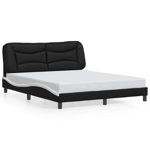 vidaXL Bedframe zonder matras "Hvar" kunstleer zwart en wit 160x200 cm