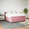 vidaXL Boxspring met matras fluweel roze 180x200 cm