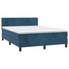 vidaXL Boxspring met matras fluweel donkerblauw 140x200 cm