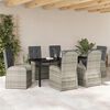 vidaXL Tuin eettafelset met kussen 7 pcs Grijs poly rattan