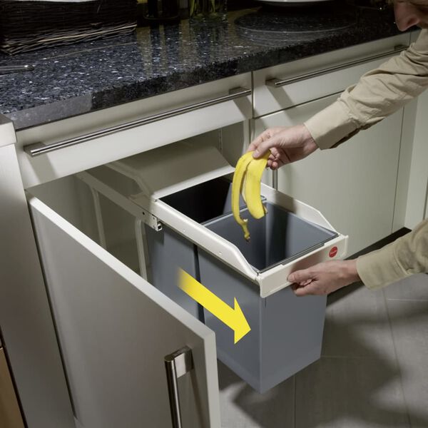 Hailo Inbouw afvalemmer Multi-Box Duo maat L 2x14 L cr&egrave;me 3659-001