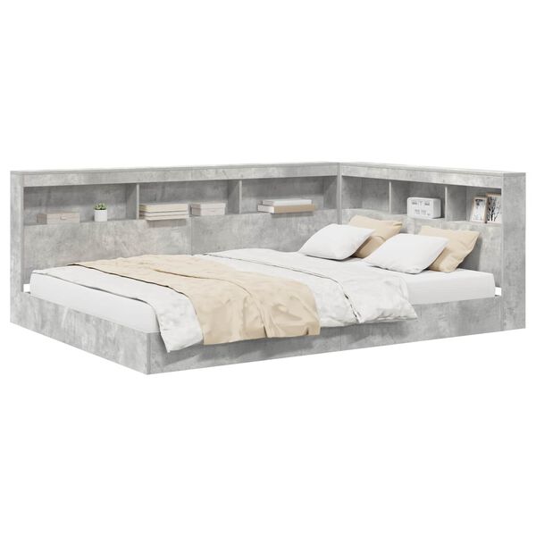 vidaXL Boekenkast Bed met opslag Betongrijs 140 x 200 cm Bewerkt hout