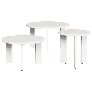 vidaXL Salontafel 3 pcs Wit Massief grenenhout