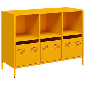 vidaXL Dressoir 101,5x39x73,5 cm koudgewalst staal mosterdgeel