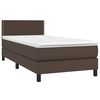 vidaXL Boxspring met matras en LED kunstleer bruin 80x200 cm